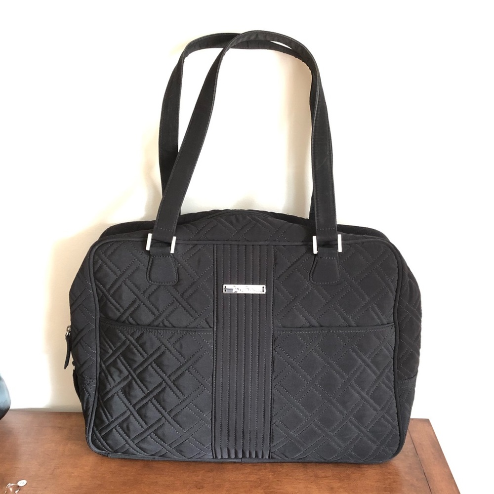 Vera Bradley black quilted work/laptop shoulder bag